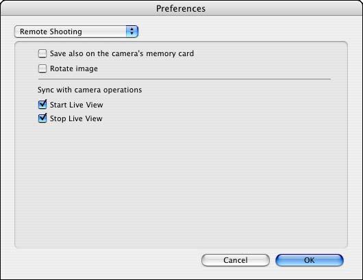 如勾選 [ 同時儲存至相機的記憶卡 (Save also on the cameras memory card)], 的影像亦會儲存至相機的記憶卡 如勾選 [ 旋轉影像 (Rotate image)], 您可設定旋轉已拍攝影像的功能,