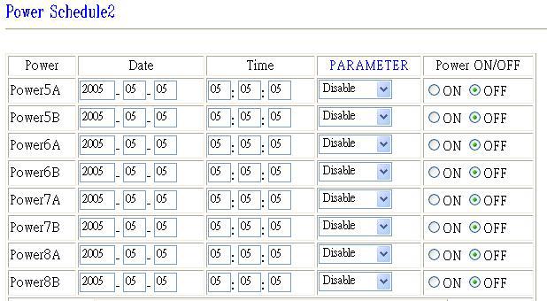 (Parameter ) Disable : Just Once : Every day: Work Day : 6 Weekend : 1 5. 5. 8 :, power schedule.