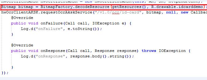 9 使用 SDK(Android) 9 使用 SDK(Android) AK/SK 认证方式使用 Demo 用户使用服务的认证方式有 Token 和 AK/SK 两种, 本章节以身份证识别服务为例, 对 Token 和 AK/SK 两种方式使用 SDK 进行示例说明 在 OCR SDK 开发工具包地址 :https://developer.huaweicloud.com/sdk?