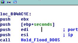 Hold Flood DDOS 攻击. 结束攻击指令 弱口令字典 主要行为 : 样本运行后尝试连接 162.253.66.76:53/ 89.238.150.