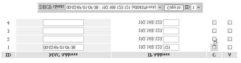 DHCP clients MAC address ID 1 20
