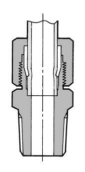 螺母拧入时, 管子不会脱落 接头体 规格 材质最高使用压力耐压试验压力使用流体 安装部螺母部 尼龙管 软尼龙管 软质铜管 (C20T-0) ø ø6 ø8 ø ø 1.