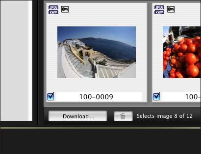 下載所選影像至電腦 您可以從相機記憶卡儲存的影像中選擇所需的影像並下載至電腦 按一下 [ 允許選擇並 (Lets you select and download images)]