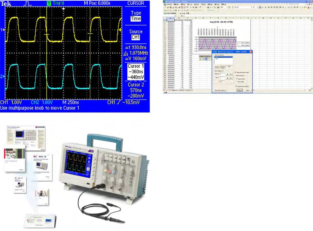 数字存储示波器 - TDS1000C-EDU 系列 迅速简便地捕获波形 使用 OpenChoice TM PC 通信软件,