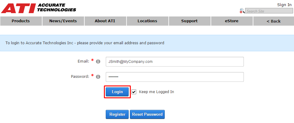 3. 输 入 您 的 电 子 信 箱 地 址 和 密 码, 然 后 点 击 登 录 Login 按 钮 如