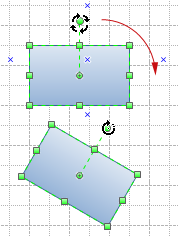 旋 转 图 形 到 固 定 的 角 度 : 选 中 图 形 在 开 始 菜 单 中 的 排 列 工 具 栏 点 击 几 何 数 据 按 钮, 在 角 度 栏 里, 输 入 所 旋 转 的 角 度, 点 击 确 定 技 巧 : 旋 转 图 形 时, 拖 动 的 角 度 取 决 于 鼠 标 离 图 形 中 心 的 距 离, 距 离 越 远 角 度 移 动 的 越 小 每 次 拖 动 的 角 度 可