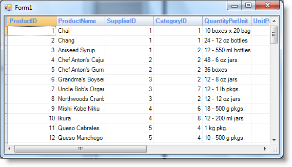 5. 在 属 性 窗 口 中, 找 到 视 觉 样 式 属 性, 并 将 其 设 置 为 Office2007Blue 6. 打 开 C1FlexGrid 任 务 菜 单 由 于 我 们 上 次 曾 经 使 用 任 务 菜 单 来 编 辑 了 一 列, 列 任 务 菜 单 就 会 出 现 选 择 C1FlexGrid 任 务 菜 单 来 返 回 到 C1FlexGrid 任 务 菜 单 7.