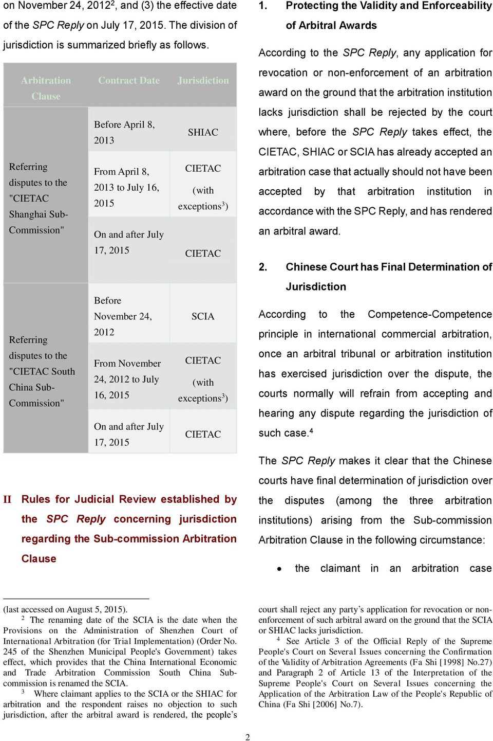 and after July 17, 015 CIETAC Before November 4, SCIA Referring 01 disputes to the From November CIETAC "CIETAC South 4, 01 to July China Sub- (with 16, 015 Commission" exceptions 3 ) On and after