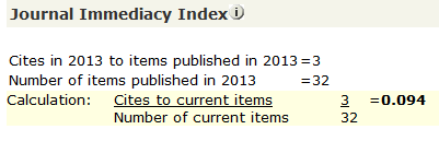 立即指数 (Immediacy Index) 立即指数 用来评价哪些科技期刊发表了大量热点文章,