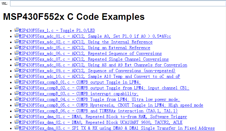 将会弹出一个对话框, 选择单片机型号, 在此选择 MSP430F559, 单击 OK 之后您将在工程浏览器中, 看 到导入的工程 :MSP430F55xx_adc_0, 您可以在此基础上进行单片机的开发 图.3.9 MSP430F55x 应用程序资源 (7) 展开 Development Tools 开发装置资源, 得到如图.