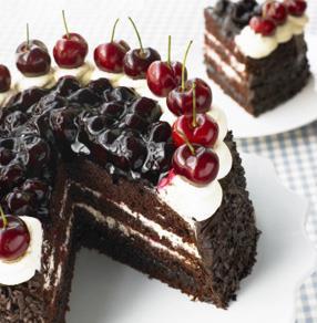 黑森林蛋糕 Black Forest cake 德国南部有一处名为黑森林的旅游胜地, 盛产黑樱桃 因此,