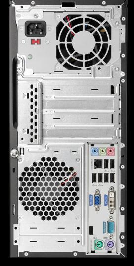 HP Pro 3005 商用台式机 后视图 MT 后部 1 5 2 6 7 后视图 1. 电源 2. 网口 3. VGA 4.