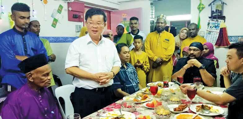 Attending the Raya Open House of Yassin, who s chairman of Surau Jalan Kedah, has been an annual affair since Chow opened his service centre within the compound of the Kedah Road flats nearly 10