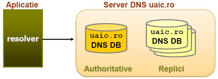 DNS organizare Client DNS Denumit resolver, trimite un pachet UDP serverului DNS care