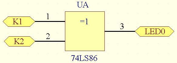 1.3 测试 74LS86 逻辑关系接线图及测试结果 输 入 输 出 引脚 1 引脚 2 引脚 3 L L L H H L H H 图 1.3 测试 74LS86 逻辑关系接线图表 1.