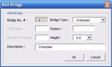 راهنماي برنامە 42 PG for ALD 2009 Overpass همانطور که در شکل (47-3) مشاهده میشود اطلاعات این تیپ پل عبارتند از: No.# :Bridge شماره پل. :Bridge Type تیپ پل. :Station فاصله از مبداء یا کیلومتر پل.