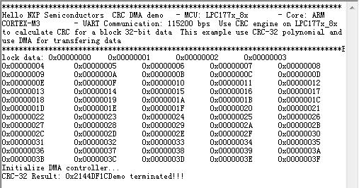Crc_Dma 使用 CRC 校验 32 位数据, 这个例程采用 DMA