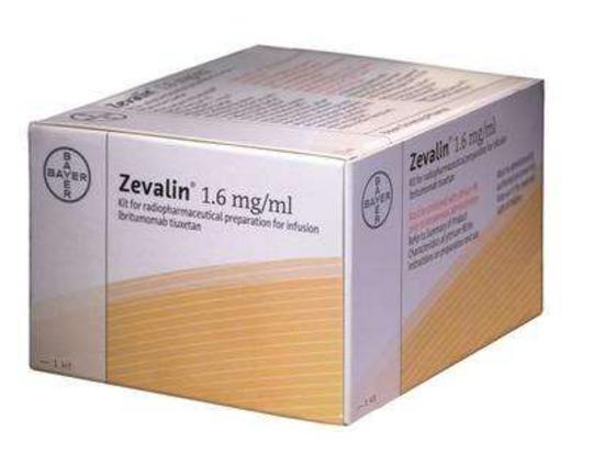 金淋巴瘤 (NHL) Zevalin 是一种静脉用溶液, 每瓶含 3.2mg/2mL Ibritumomab tiuxetan 推荐剂量为第 1 日静脉给予 250mg/m 2 利妥昔单抗 ; 第 7 8 9 日在利妥昔单抗静脉滴注后的 4 小时内静脉给予 0.4mCi/kg ( 血小板数 150000/mm 3 ) 或 0.