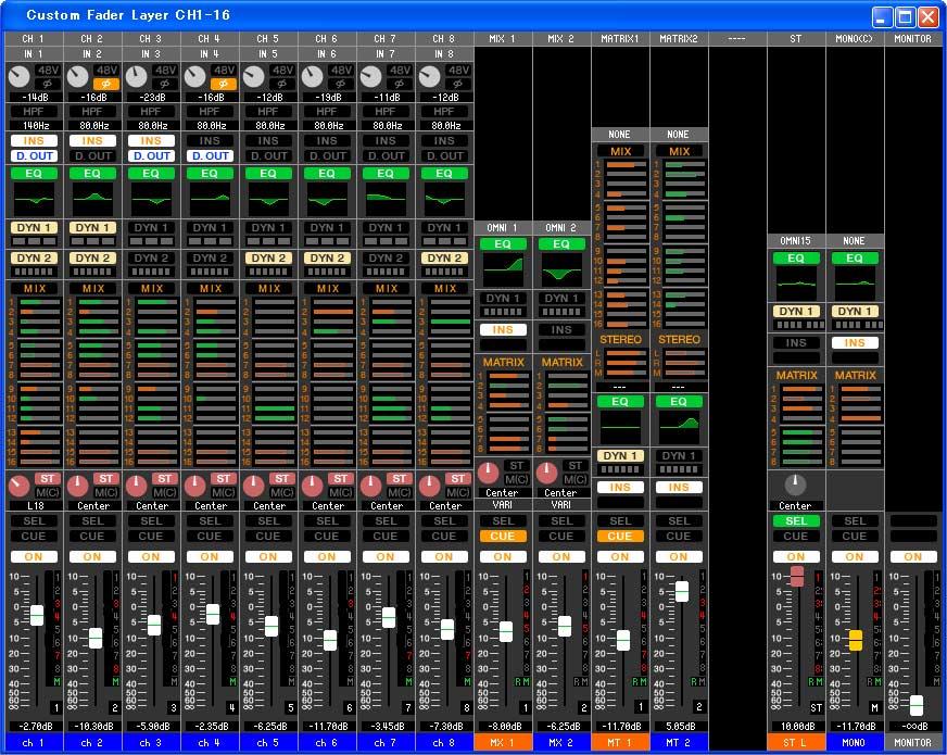 Custom Fader Layer LS9 LS9 Custom Fader Layer CH 1 16 17 32(*) [View] [Windows] [Overview] (CH1-16) / (CH17-32) (*)