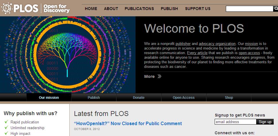 OA 资源 1 科学公共图书馆 Public Library of Science,PLoS 美国科学公共图书馆于 2000 年 10 月创立 出版的生物学 OA 期刊包括 : PLos ONE PLoS Biology PLoS
