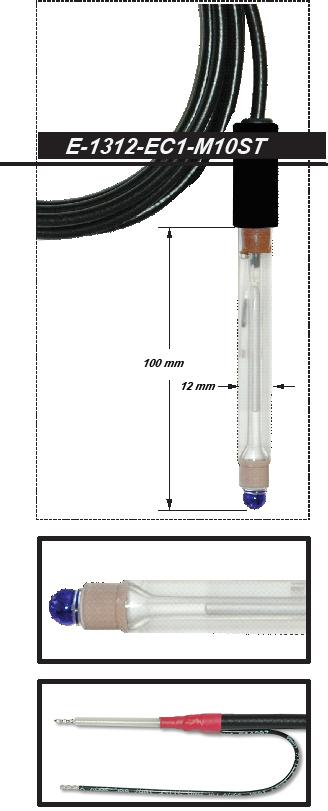 在线污水检测 ph 电极 (12mm 外径 ) 说明书 ph 玻璃电极 型号 :E-1312-EC1-M10ST 描述 : 复合 ph 玻璃电极, 12 mm 外径用环形陶瓷接界, 密封的 Ag/AgCl 参比电极双接界参比电极 (2X) 1.