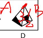 项 ; B 项大黑三角和小黑三角共交一点, 展开图