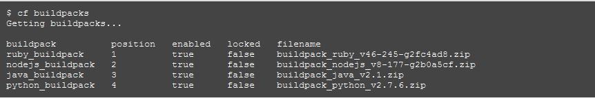 运行环境扩展 cf create-buildpack BUILDPACK PATH