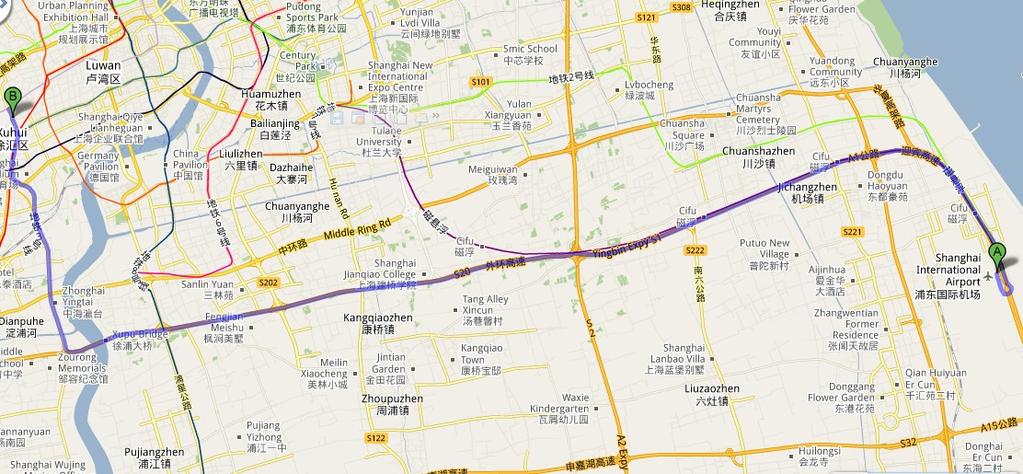 [From PuDong International Airport (PVG) to SJTU Xuhui Campus] [ 浦东国际机场 上海交通大学徐汇校区 ] By Taxi Take taxi for about 50 min.