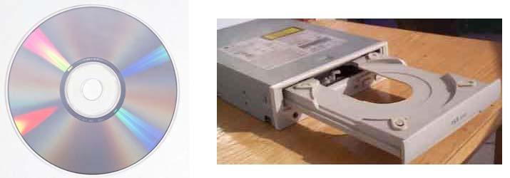 18 第 1 章计算机基础知识 (3) 光盘存储器 光盘存储器是用激光技术在特制的圆形盘片扇区内高密度地存取 信息的装置 由光盘片和光盘驱动器构成 光盘驱动器对光盘的读写速度慢于硬盘, 但快于软驱 ; 光盘的可靠性高 容量大 价格便宜 光盘外观如图 1-9 左图所示 图 1-9 光盘及光盘驱动器按光盘的读写性能, 可分为只读型与可读写型 只读光盘的数据采用压模方法压制而成,