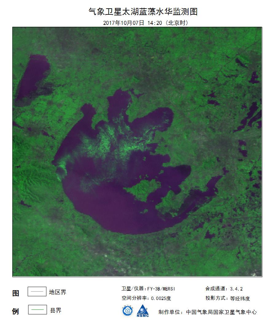 2017 年 10 月 风云卫星全球及中国地区遥感监测月报 产品制作 : 朱琳 蓝藻监测 2017 年 10 月,