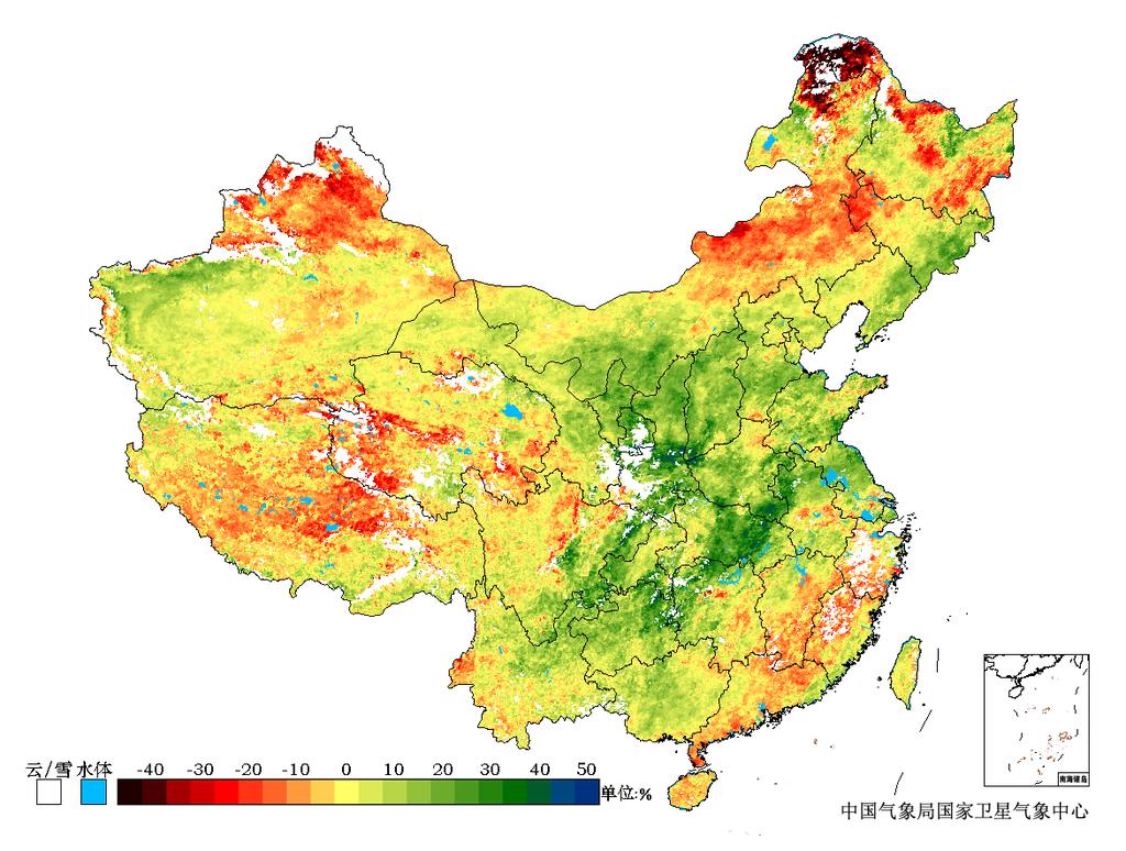 2017 年 10 月 风云卫星全球及中国地区遥感监测月报 产品制作 : 张明伟 相对蒸散 2017 年 10 月,FY-2E 气象卫星全国地表相对蒸散图监测显示 ( 图 36): 西北地区中西部 内蒙古中西部和东南部 西藏大部地表相对蒸散值小于 20%, 西北地区东北部 内蒙古东北部 东北地区中西部 华北大部 黄淮北部 西南地区北部在 20%-50% 之间, 全国其他地区大部在