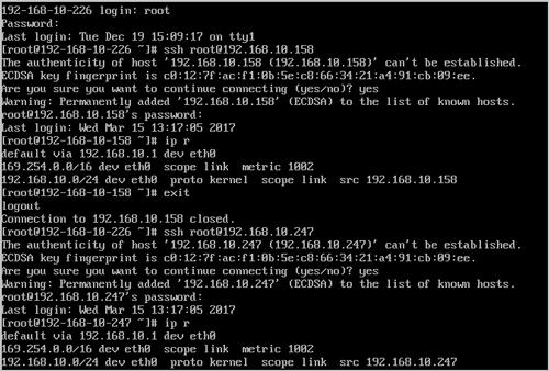 登录VM-1 可通过SSH默认的22端口远程登录VM-2 VM-3 如图 62: SSH远程登录成功所 示 图 62: SSH远程登录成功 3.