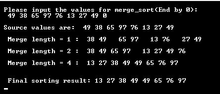 第 9 章排序 189 index++; scanf("%d",&temp); for(i=0;i<=19;i++) r2[i].key=0; printf("\n Source values are:"); for(i=0;i<index;i++) printf("%d",r1[i].