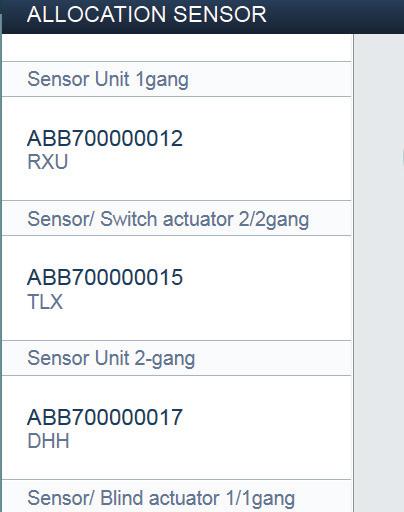 调试 通过序列号识别 Sensor Unit 1gang RXU ABB700000012 Sensor Unit flushm.