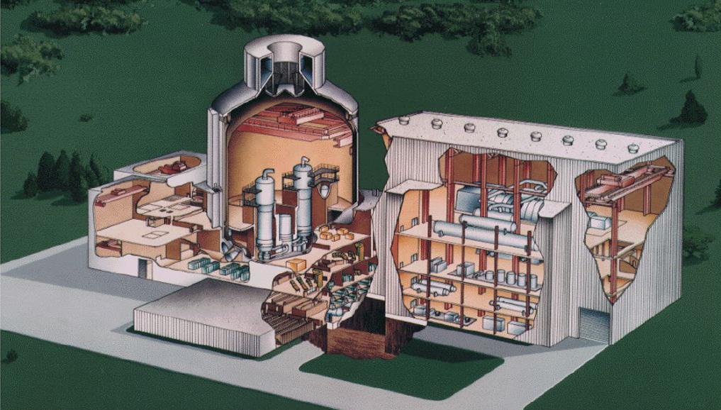 图 34 :AP1000 核电站结构示意图 燃料组件 燃料组件的类型 : 我国运营和在建的核电反应堆技术众多, 燃料组件类型也很多, 经过统计整理如下表所示, 以下核电站除了高温气冷堆和快中子增值堆两座小型实验堆以及秦山三期的重水堆以外, 其余均为压水堆 我国核电发展总的原则是 : 压水堆为主 百万千瓦级 国产化, 采取以我为主 中外合作模式, 基本上近期以二代半的 CPR 为主力, 中期以