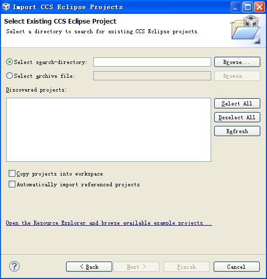 2.1 对话框, 展开 Code Composer Studio 选择 Existing CCS/CCE Eclipse Projects 图 2.2.1 导入新的 CCSv5 工程文件 (2) 单击 Next 得到图 2.