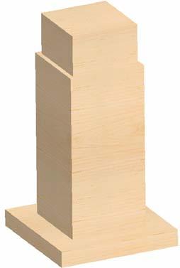 4 节点构造 4.1 柱脚节点 多层房屋结构通过柱脚将结构与底板连接 柱脚做法为在箱形截面柱周边距离柱底 20mm 范围内粘贴厚度为 0.35mm 的竹质薄板, 并在周边薄板外再粘贴同等高度厚度为 0.2mm 的竹质板条 柱脚节点在结构中的位置及其实体详图如图 13~14 所示 图 13 柱脚节点位置图 图 14 柱脚节点实体详图 4.