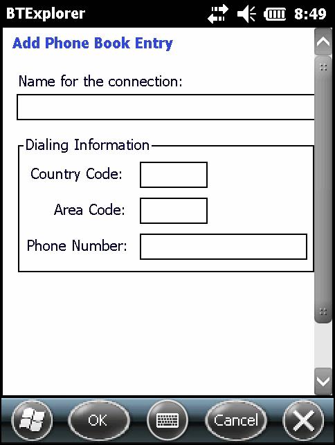 出現 Add Phone Book Entry ( 新增電話簿項目 ) 視窗 圖 5-18 新增電話簿項目視窗 3. 在 Name for the connection ( 連線名稱 ) 文字方塊中, 輸入這個連線的名稱 4.