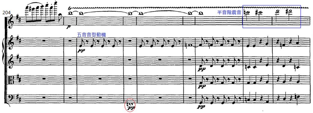 大調的屬七和弦長音持續支撐獨奏直到樂團間奏, 並使預期中的 A 大調終止式突然轉到 F 大調 ( 第 224 小節 ) 樂團間奏二 (224-283 小節 ) 在第二段間奏的開頭, 樂團利用二十八小節出現過的素材, 以齊奏的方式在 F 大調奏出,