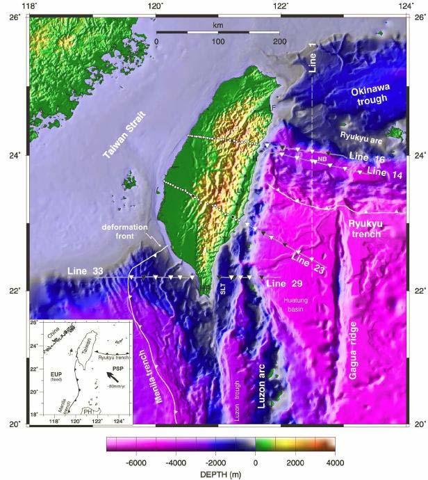 Seismic Profiles across Taiwan and the