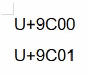 即完成 Uicode 編 碼的輸入轉換取得 鰀 文字 同樣的, 選取