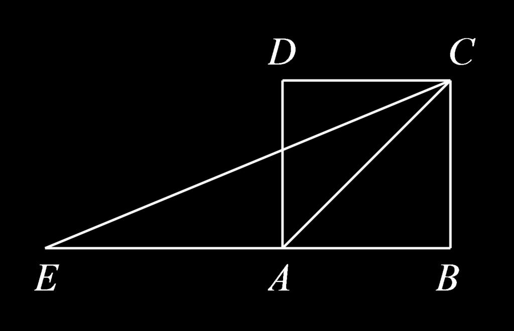 如图, 是正方形的对角线, 的平分线交的延长线于点, 若, 则.