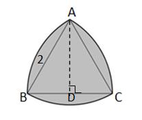 考点 等边三角形的性质与面积计算 扇形的面积计算公式. 解析 莱洛三角形的面积实际上是由三块相同的扇形叠加而成, 其面积等于三块扇形的面 积相加减去两个等边三角形的面积, 即 S 阴影 =3 S 扇形 - S ABC. 60 由题意可得,S 扇形 =π = π. 360 3 要求等边三角形 ABC 的面积需要先求高.