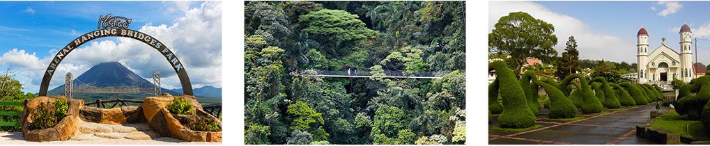 早餐後出發前往 Arenal 火山附近的大自然生態步道 米絲蒂克森林吊橋 Mistic, 這個地區是哥斯大黎加的最佳生態旅遊專案之一, 全程會經過幾座既安全又優雅的吊橋, 在這個茂盛的原始雨林, 有著無與倫比的風景和許多種類的生物等著您去探索 午餐後接著來到 薩爾塞羅 Zarcero,