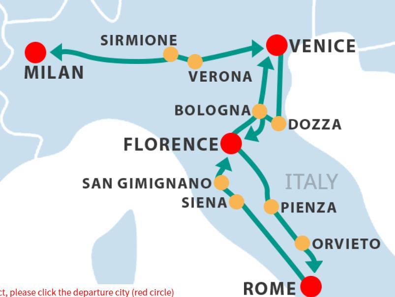 以上之旅遊產品不受 旅遊業賠償基金 及 旅行團意外緊急援助基金計劃 的保障 Tour A Tour B Tour C Tour D Tour E Tour F Rome To Florence 羅馬到佛羅倫斯 Florence