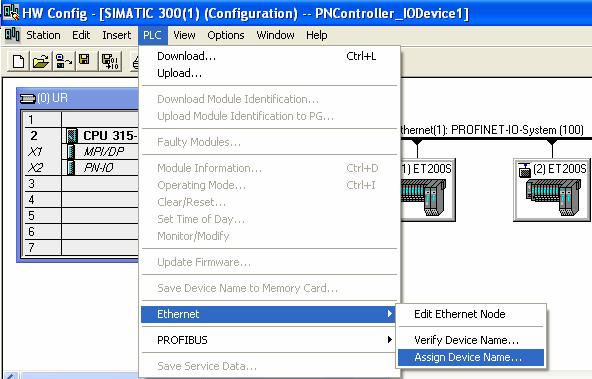 从图中看到两个 ET200S 站的一些信息 IP 地址, 由于没有下载 PLC 的硬件组态, 故没有 IP 地址