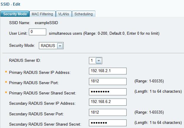 步骤 1, 在 RADIUS Server ID 下拉列表, 选择进行客户端认证的目标 RADIUS 组 注意 : 安全设备最多配置三个 RADIUS 组 ( 每个 RADIUS 组包含主备用 RADIUS 服务器 ) 若要配置 RADIUS 组, 在安全设备配置工具中导航至 Users > RADIUS Servers 省时方法 : 步骤 1 中所选组的 RADIUS