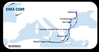 Piraeus via Malta via Istanbul / Piraeus Feeder Service to: VARNA 25 24 18 23 24 ODESSA 25 18 19