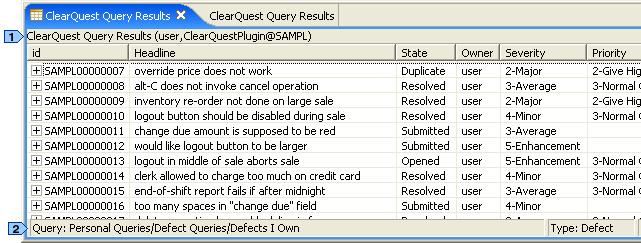 ClearQuest Query Results ClearQues 27 Query Results ClearQuest