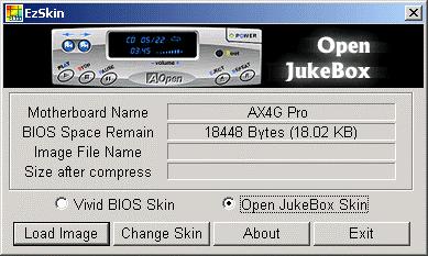 Open JukeBox EzSkin 面板設定 除了上述方便好用的 CD 播放功能之外,Open JukeBox Player 更提供了手動更換面板外觀的獨特設計 您可以由建碁 AOpen 網站下載許多酷炫的面板樣式, 並可同時下載 EzSkin 應用程式來更換面板外觀